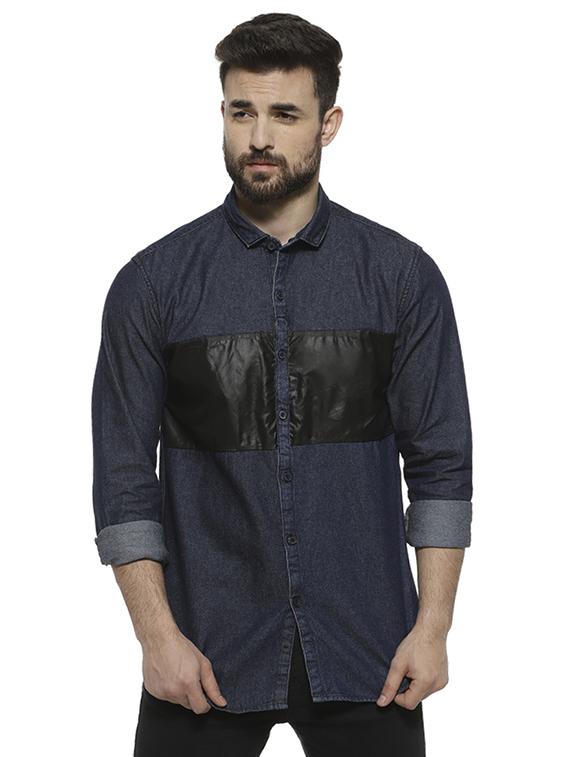 blue color block casual shirt - 16717645 - Zoom Image - 1