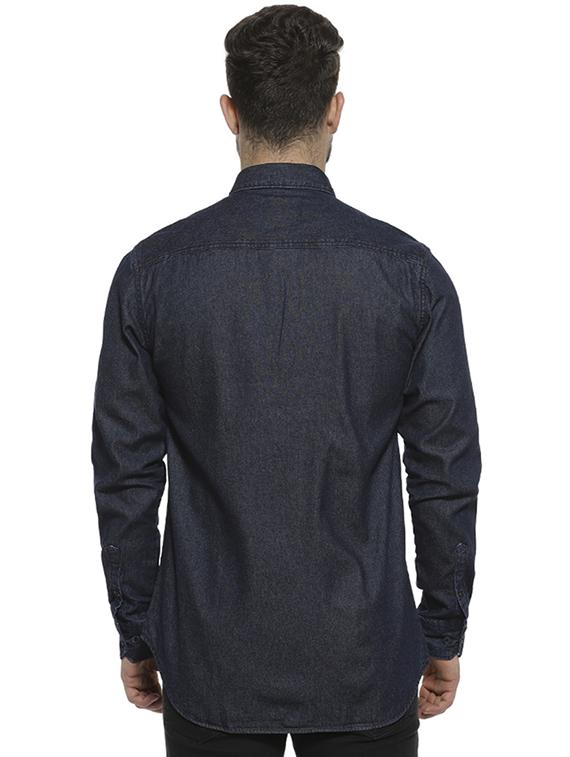 blue color block casual shirt - 16717645 - Zoom Image - 3