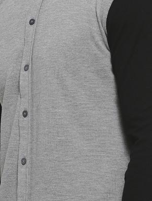 grey color block casual shirt - 16717647 - Standard Image - 5