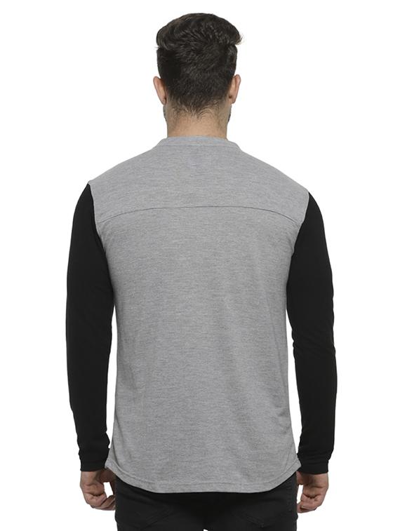 grey color block casual shirt - 16717647 - Zoom Image - 3