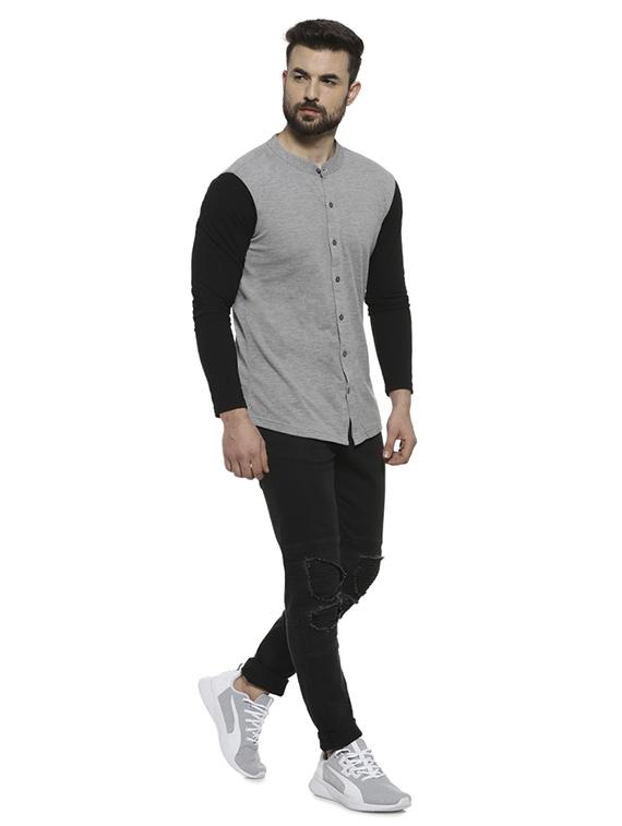 grey color block casual shirt - 16717647 - Zoom Image - 4