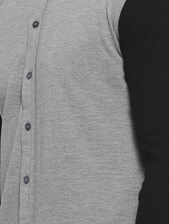 grey color block casual shirt - 16717647 - Zoom Image - 5