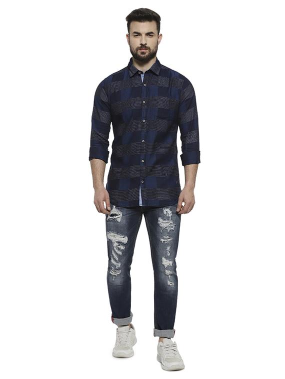 blue checkered casual shirt - 16717652 - Zoom Image - 4