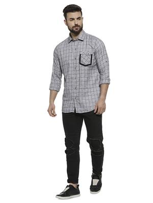 grey checkered casual shirt - 16717654 - Standard Image - 4