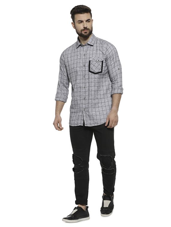 grey checkered casual shirt - 16717654 - Zoom Image - 4