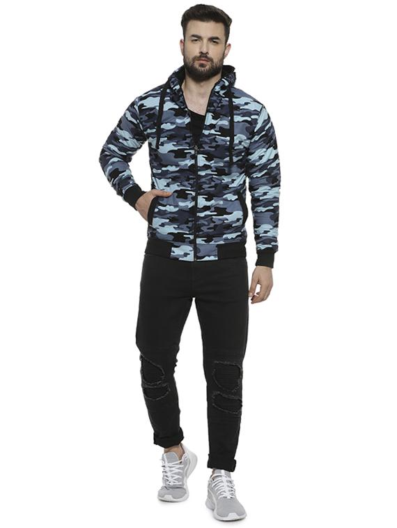 light blue camouflage printed casual jacket - 16717667 - Zoom Image - 4