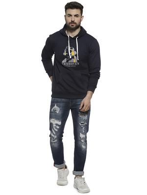 navy blue chest printed sweatshirt - 16717669 - Standard Image - 4