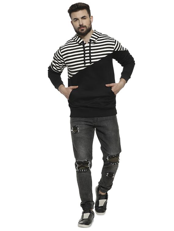 black striped hooded sweatshirt - 16717673 - Zoom Image - 4