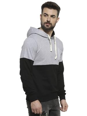 grey color block hooded sweatshirt - 16717674 - Standard Image - 2