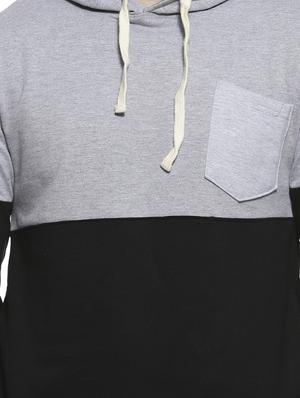 grey color block hooded sweatshirt - 16717674 - Standard Image - 5