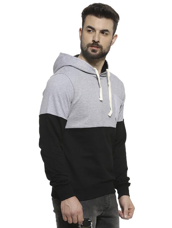 grey color block hooded sweatshirt - 16717674 - Zoom Image - 2