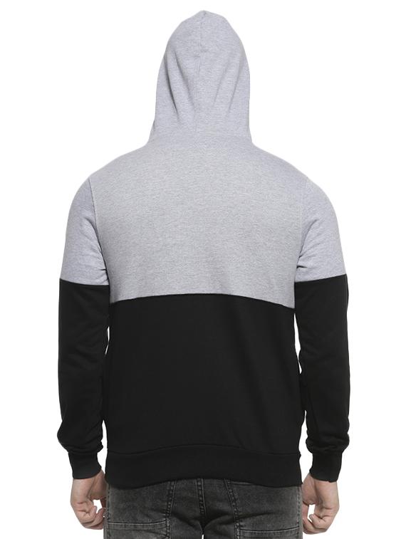 grey color block hooded sweatshirt - 16717674 - Zoom Image - 3