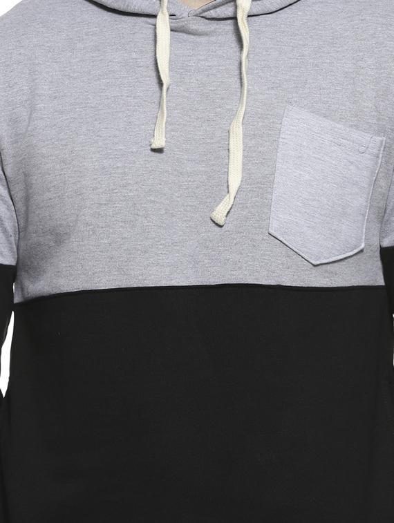 grey color block hooded sweatshirt - 16717674 - Zoom Image - 5
