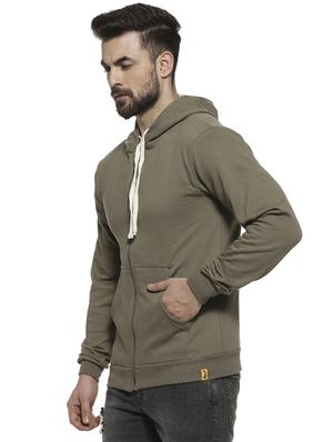 olive green solid hooded sweatshirt - 16717677 - Standard Image - 2