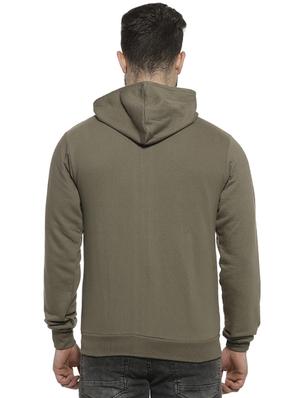 olive green solid hooded sweatshirt - 16717677 - Standard Image - 3