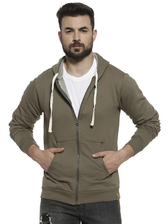 olive green solid hooded sweatshirt - 16717677 - Zoom Image - 1