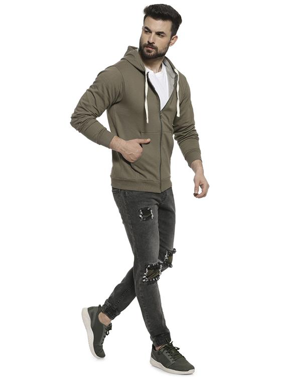 olive green solid hooded sweatshirt - 16717677 - Zoom Image - 4