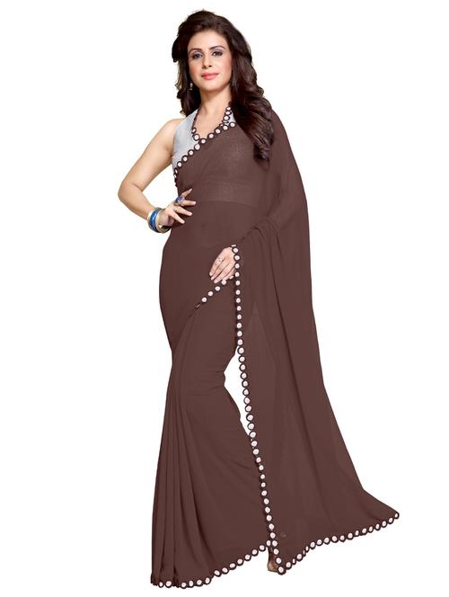 solid bordered saree with blouse - 16717699 - Standard Image - 1