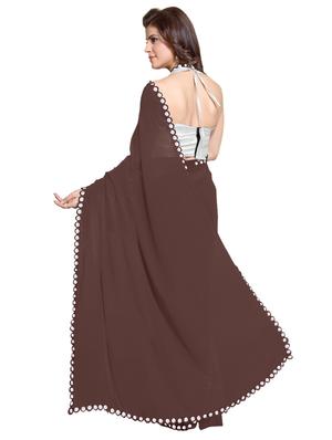 solid bordered saree with blouse - 16717699 - Standard Image - 2