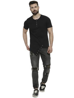 black solid asymmetric t-shirt - 16717726 - Standard Image - 4