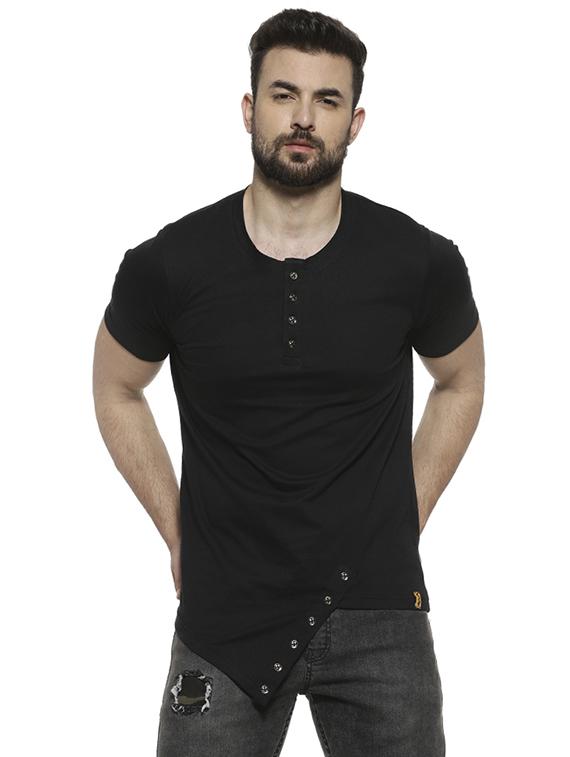 black solid asymmetric t-shirt - 16717726 - Zoom Image - 1