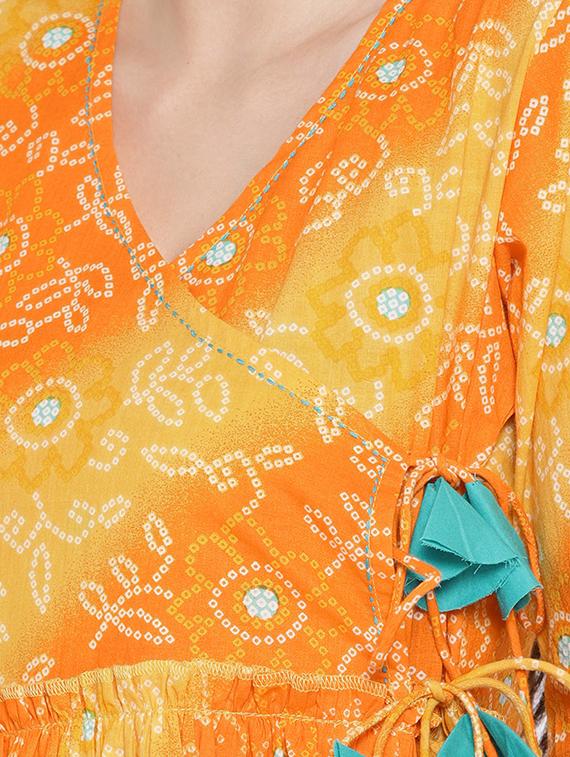bandhani flared kurta - 16717856 - Zoom Image - 4