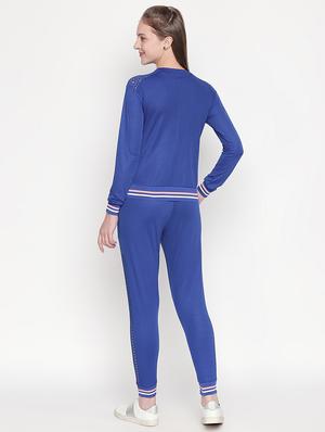 contrast bind round neck top and trouser set - 16717924 - Standard Image - 3
