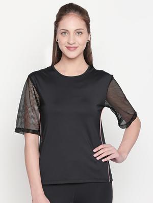 sheer panel round neck top and trouser set - 16717925 - Standard Image - 3