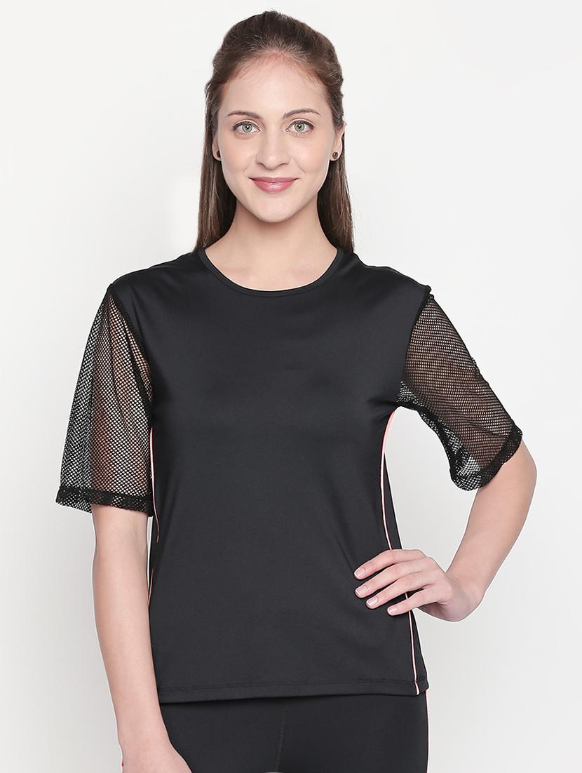 sheer panel round neck top and trouser set - 16717925 - Zoom Image - 3