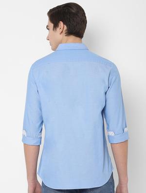 blue solid casual shirt - 16717985 - Standard Image - 2