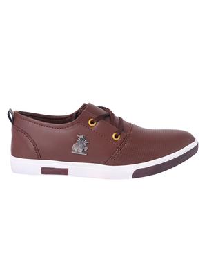 brown leatherette lace up sneakers - 16718012 - Standard Image - 2