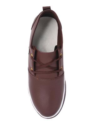 brown leatherette lace up sneakers - 16718012 - Standard Image - 4