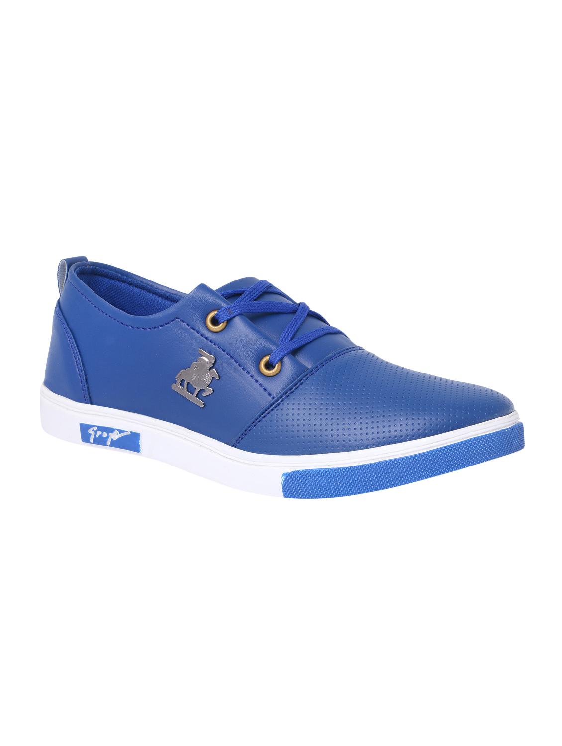 blue leatherette lace up sneakers - 16718013 - Zoom Image - 1
