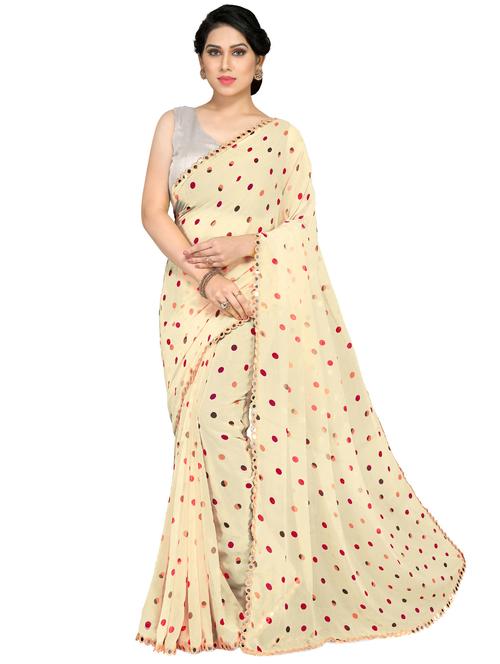 polka dots printed saree with blouse - 16718028 - Very Small Image - 1