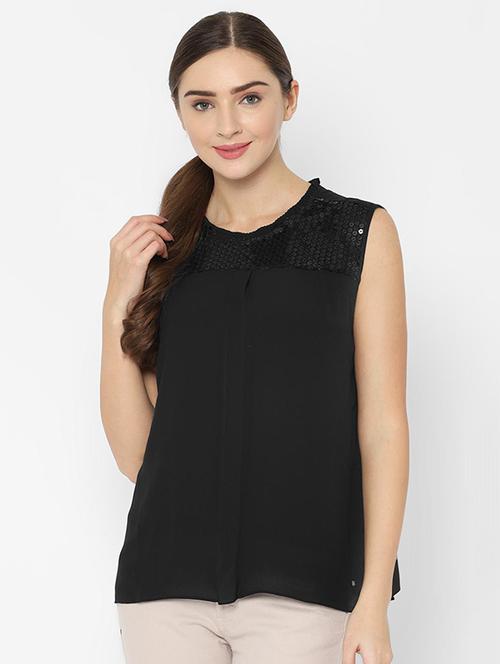 sequin embellished round neck top - 16718031 - Standard Image - 1