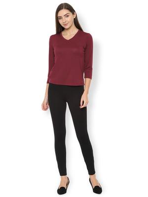 v neck solid top - 16718034 - Standard Image - 3