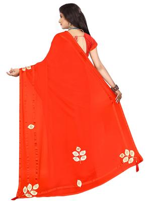 solid bordered saree with blouse - 16718070 - Standard Image - 2