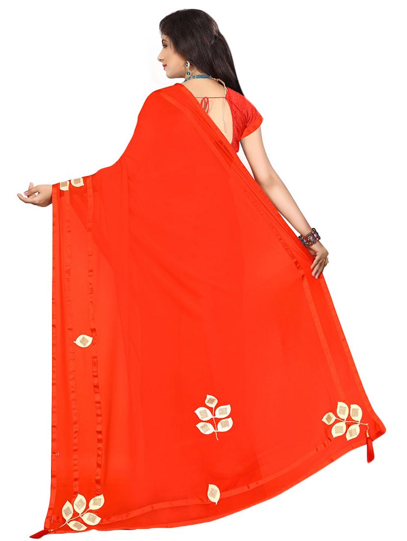 solid bordered saree with blouse - 16718070 - Zoom Image - 2