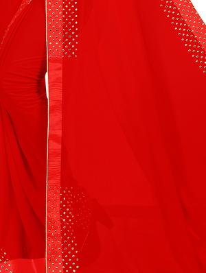 solid bordered saree with blouse - 16718074 - Standard Image - 4
