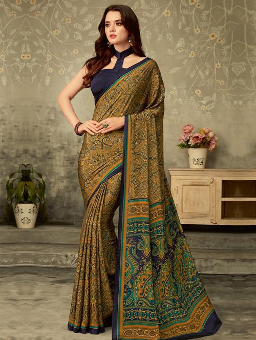 paisley printed saree with blouse - 16718218 - Standard Image - 1