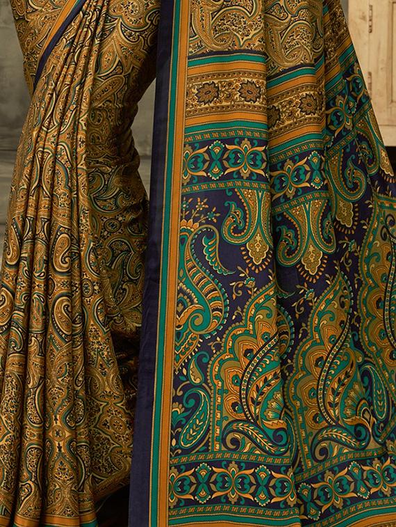 paisley printed saree with blouse - 16718218 - Zoom Image - 2