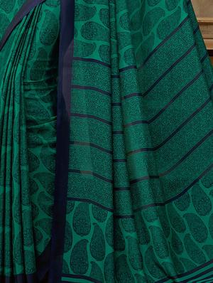 paisley printed saree with blouse - 16718232 - Standard Image - 2