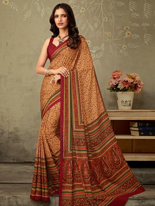 paisley printed saree with blouse - 16718246 - Standard Image - 1