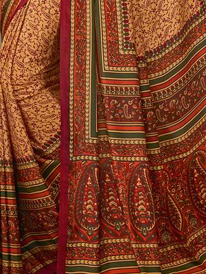 paisley printed saree with blouse - 16718246 - Standard Image - 2