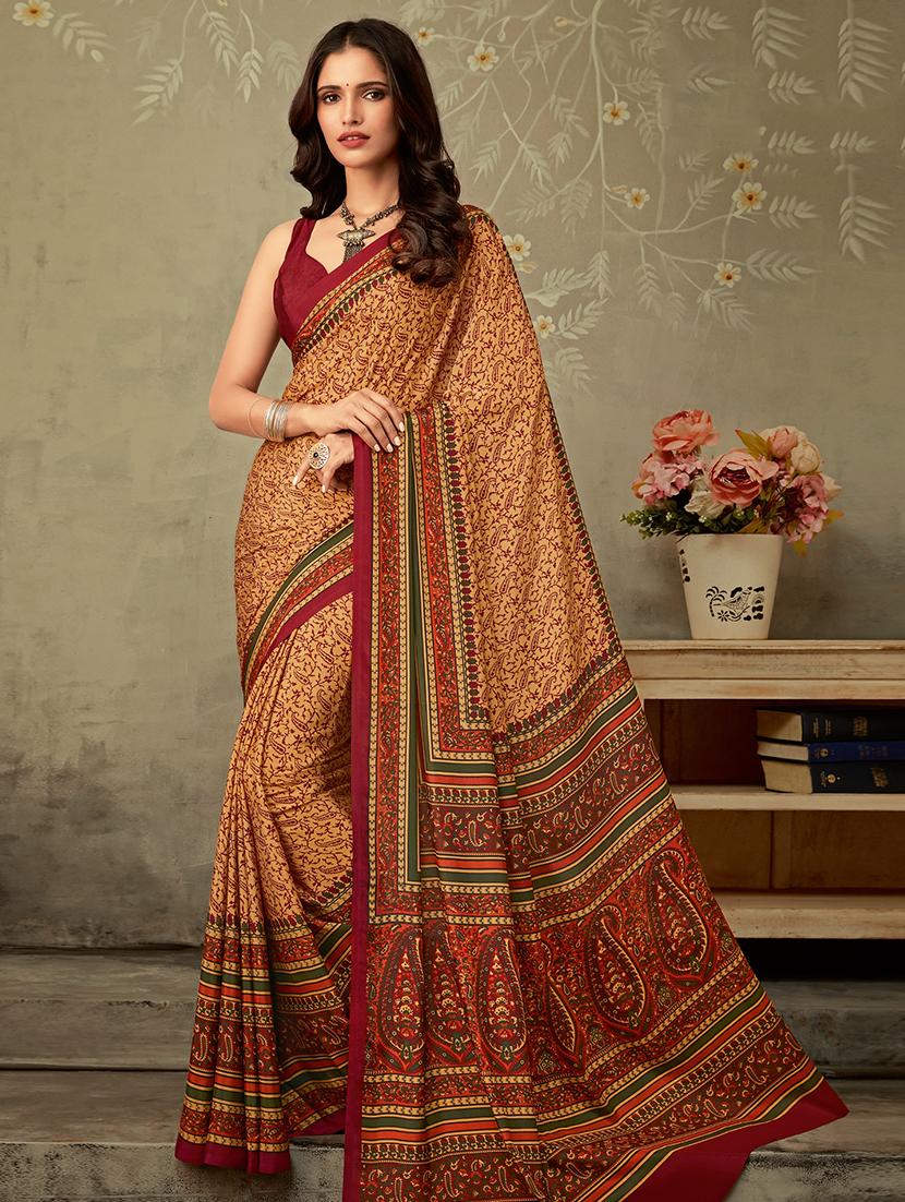 paisley printed saree with blouse - 16718246 - Zoom Image - 1
