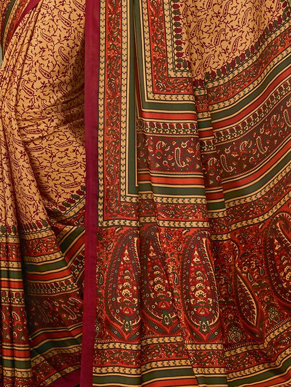 paisley printed saree with blouse - 16718246 - Zoom Image - 2