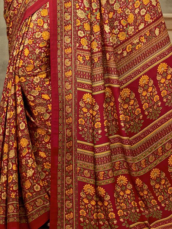 floral printed saree with blouse - 16718255 - Zoom Image - 2