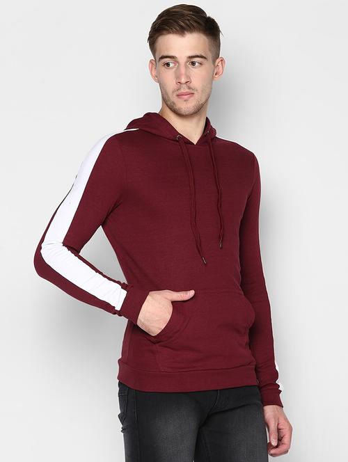 maroon taped hooded sweatshirt - 16718263 - Standard Image - 1