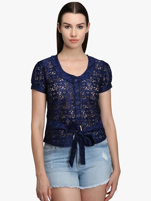 tie front laced shirt - 16718556 - Standard Image - 1