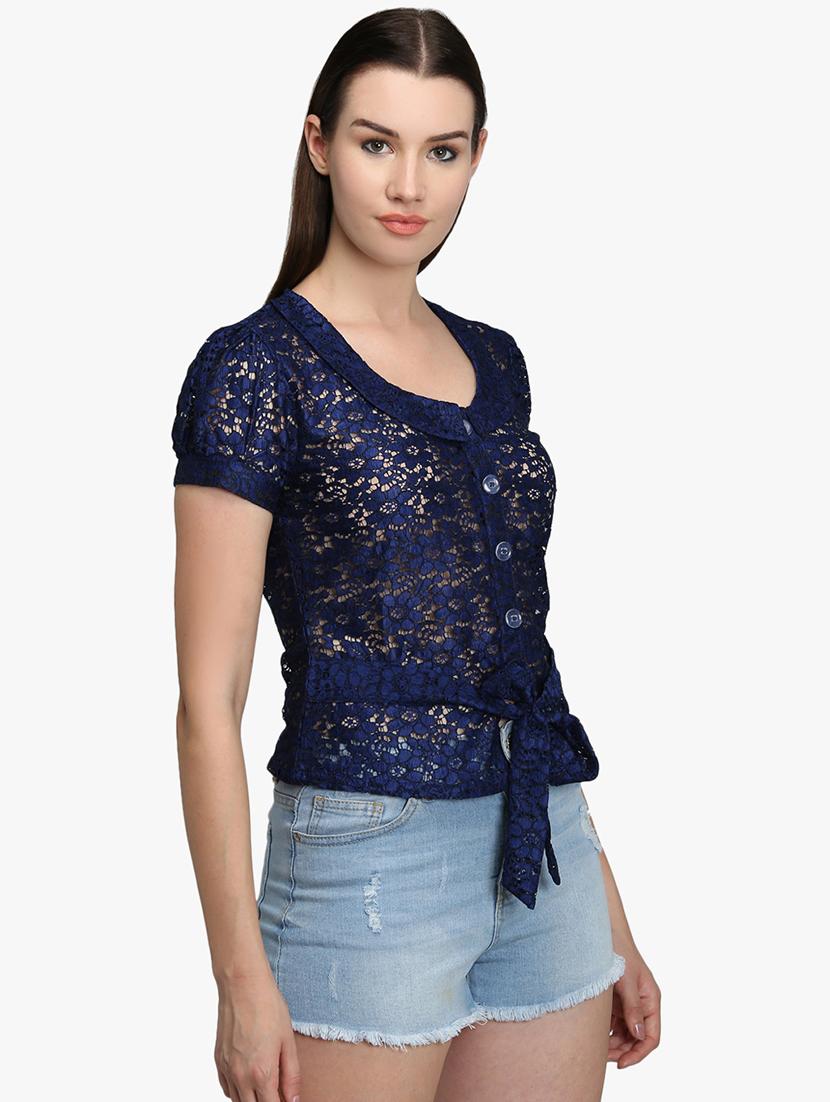tie front laced shirt - 16718556 - Zoom Image - 2
